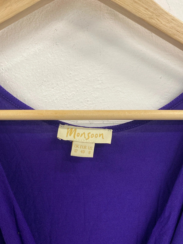 Monsoon Elegant Purple Ruched Stretchy Maxi Dress UK 12 LW005