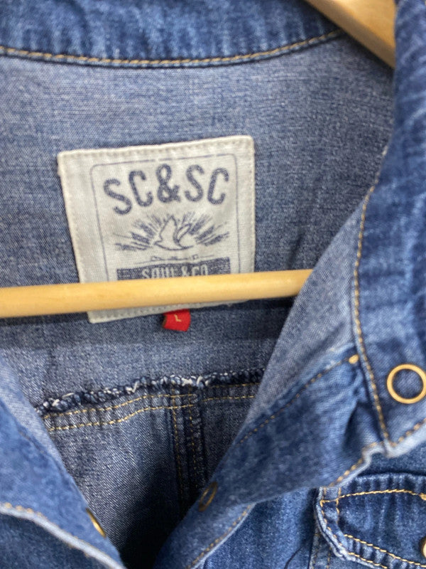 Gorgeous denim Soul&Co mini dress pop studs L MS002