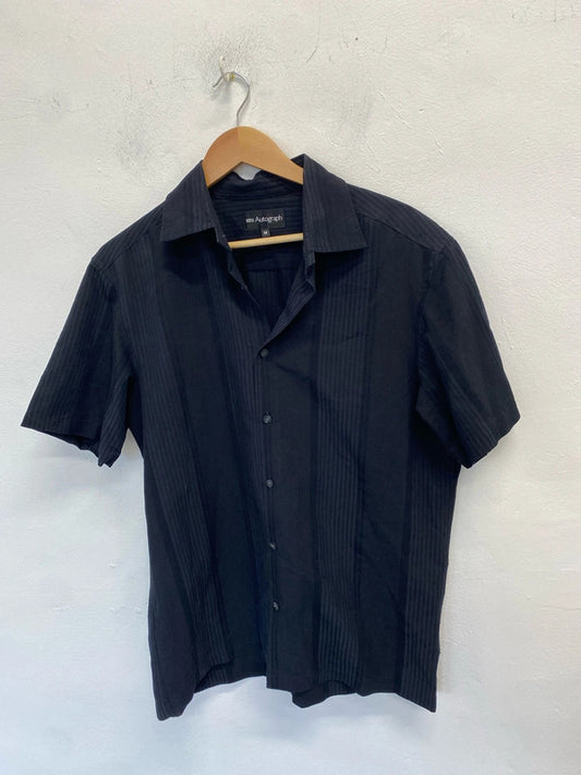 Fabulous men’s autograph black striped short sleeve shirt UK M NC001