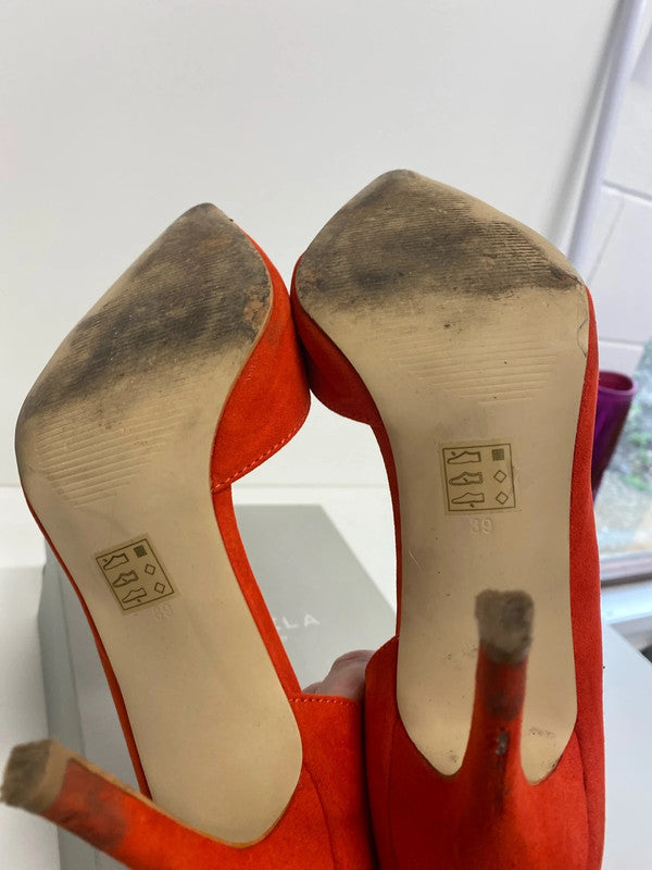 Fabulous Carvela Kurt Geiger rich coral orange high stilletos UK6 NN001