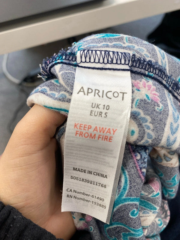 Lovely apricot navy pattern floral pink mini dress UK 10 JA002