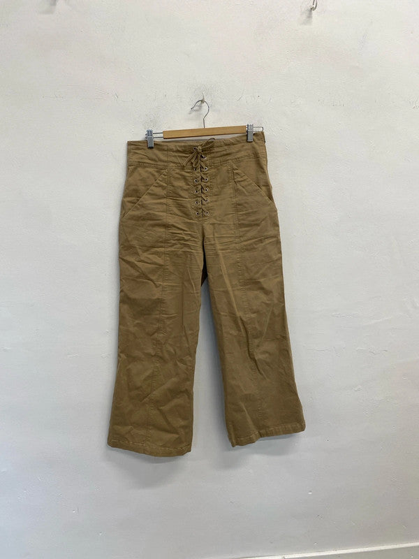 Fabulous American ALC cropped trousers corset tie Uk14 sand AC002
