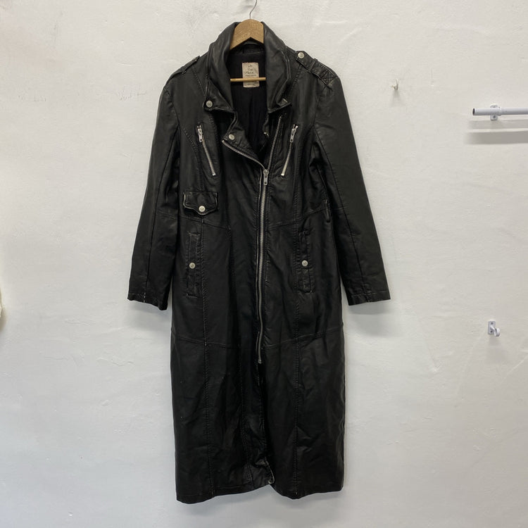 Free People Isabelle Distressed Vegan Leather Moto Jacket Size M SS002