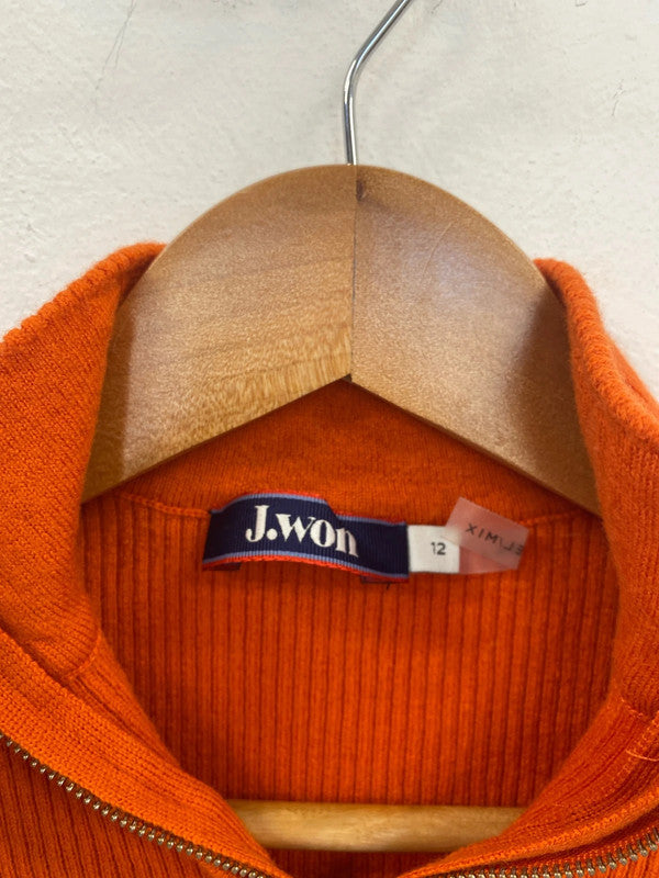 J.Won Fabulous Orange & Blue Ribbed Pullover UK 12 SW001