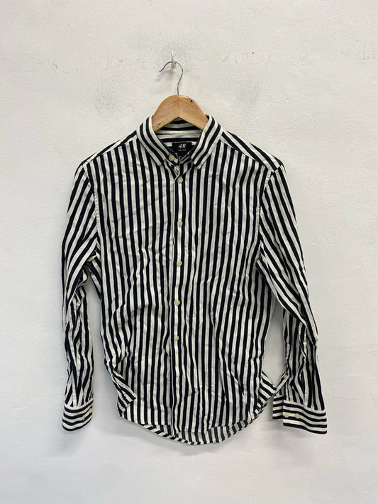 Stunning H&M ivory black stripe shirt UK S LD001