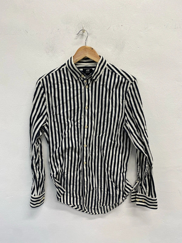 Stunning H&M ivory black stripe shirt UK S LD001