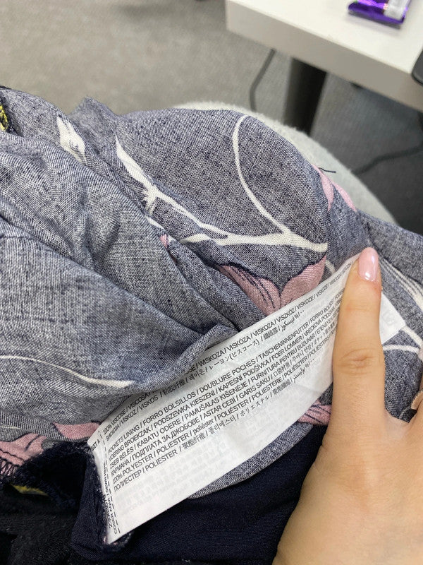 Lovely mango jumpsuit navy floral zip up UK S NS003