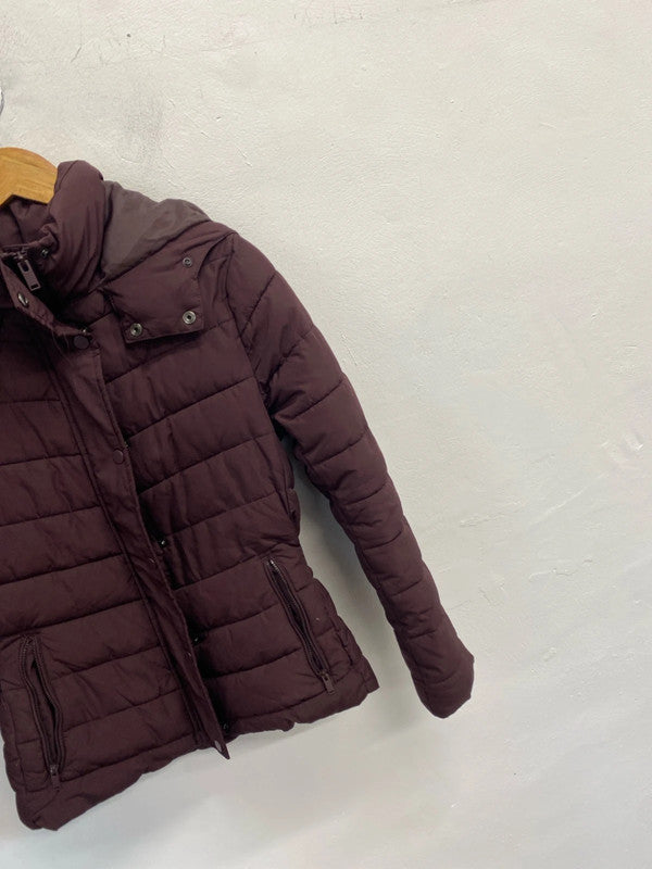 Fabulous h&m burgundy puffer jacket with hood UK 8 JH001