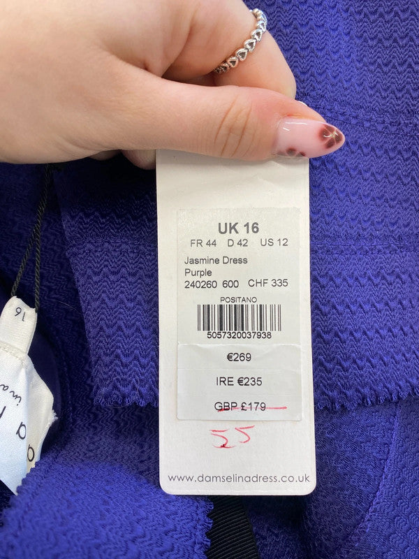 Stunning damsel in a dress jasmine bandage purple dress midi UK 16 MW001