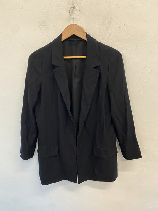 Lovely All Saints Black Blazer Longline UK 10 RF001