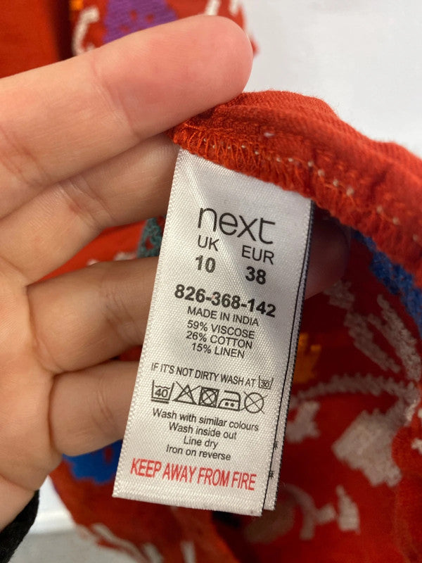 Next Fabulous Red Aztec Embroidered Beach Coverup UK 10 MB001