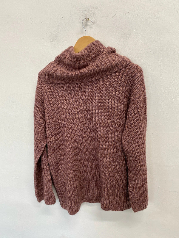 Lovely Onfire Mauve knit high roll neck jumper New Uk12 JR001