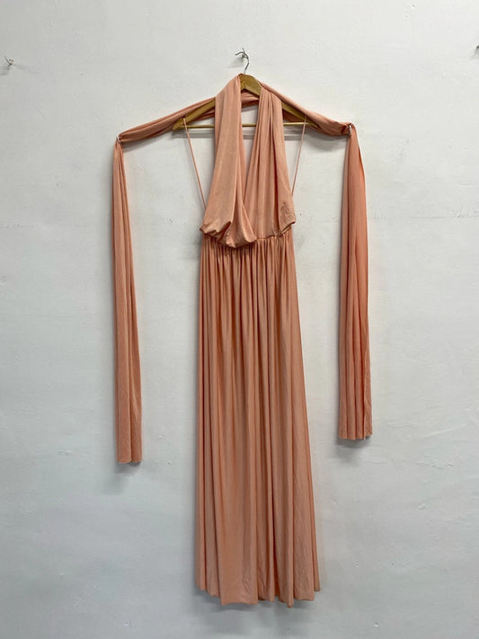 Fabulous Eliza & Ethan peach maxi dress with boob modesty tube Uk14-20 CR002