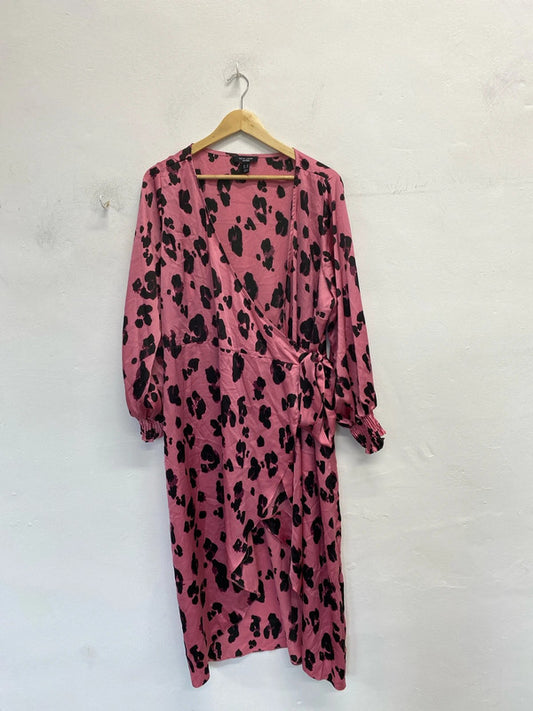 Lovely new look curve pink midi wrap dress UK 18 LG006