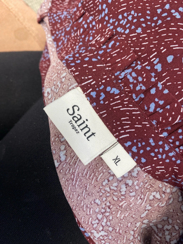 Lovely saint tropez burgundy parttern maxi smock dress UK XL EG002