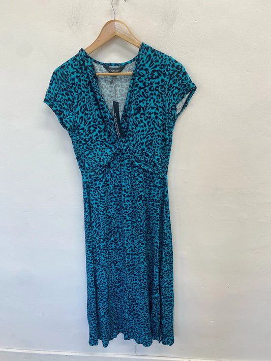 Lovely Sosandar blue animal print maxi dress UK 14 LW005