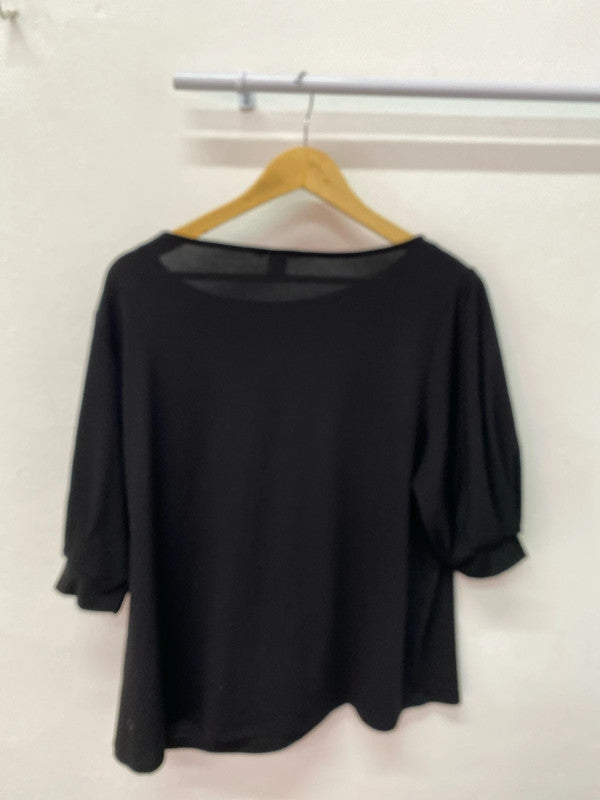 Fabulous Black blouse slight puff sleeve UkXL H&M IM001