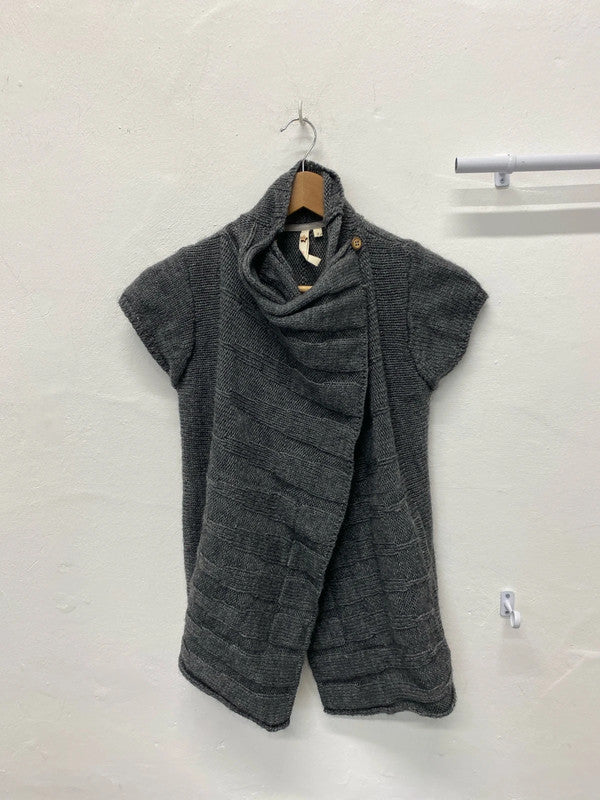 Fabulous White Stuff Dark Grey sleeveless cardigan Uk8 alpaca blend MM005