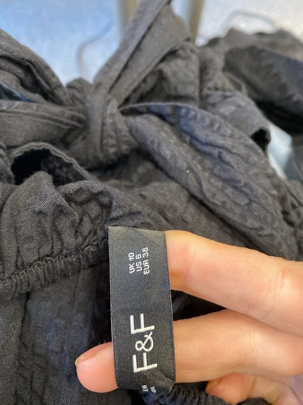 Fab F&F summer seersucker black dress Uk10 MB001