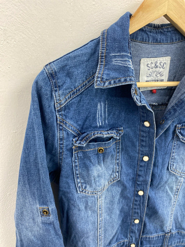 Gorgeous denim Soul&Co mini dress pop studs L MS002