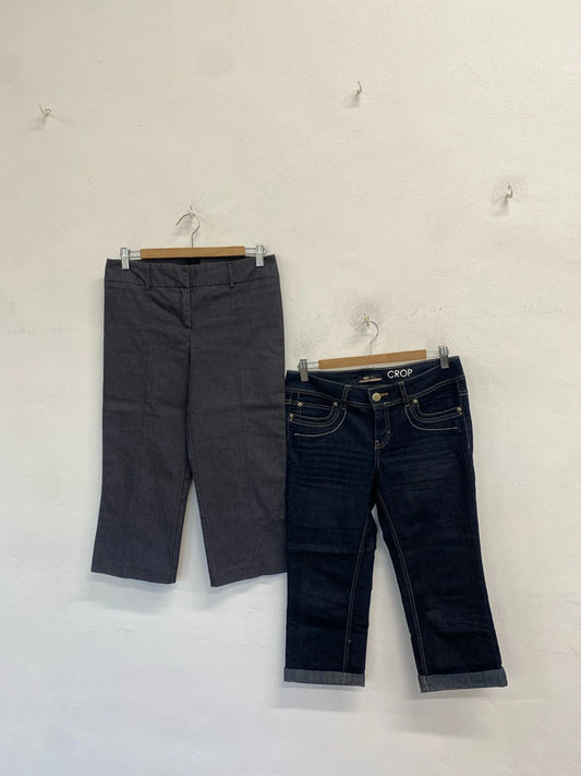 Lovely duo of cropped trousers navy grey yes yes Florence + Fred uk 10 crop SW001 #16