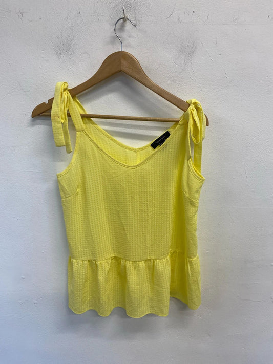 Stunning atmosphere yellow ditsy frill cami vest UK 10 JB001