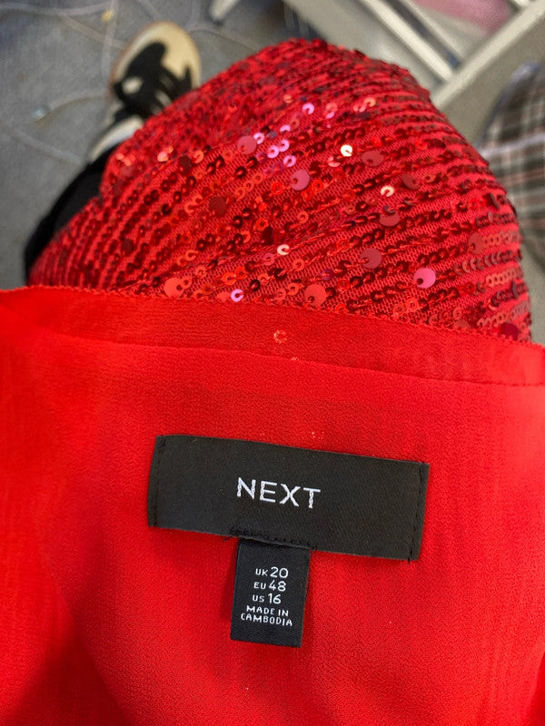 Lovely next red sequin top UK 20 KN002