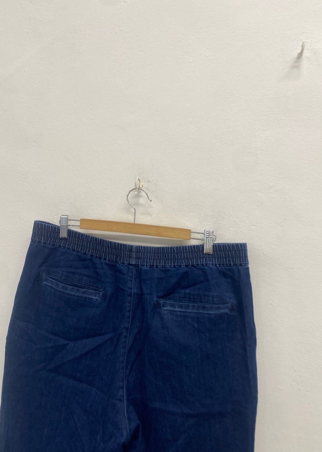 Stunning Wyse of London Wide Leg cropped Jeans UK 16 Navy Blue FM547