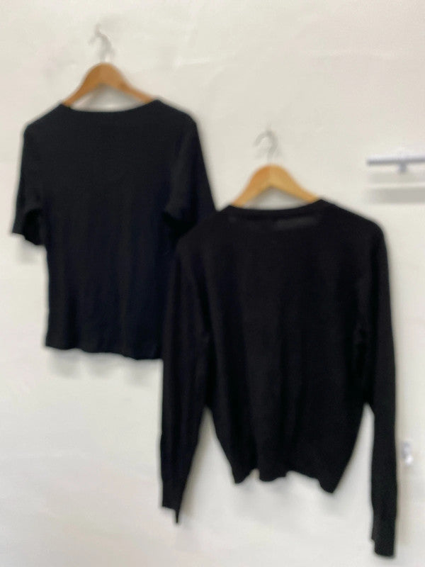 Fabulous Duo of Black knit wardrobe essentials H&M UkL Cardigan & top  #22 KM003
