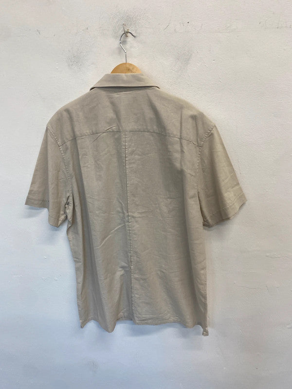 Lovely men’s Jeff banks Debenhams linen beige shirt UK L AT001