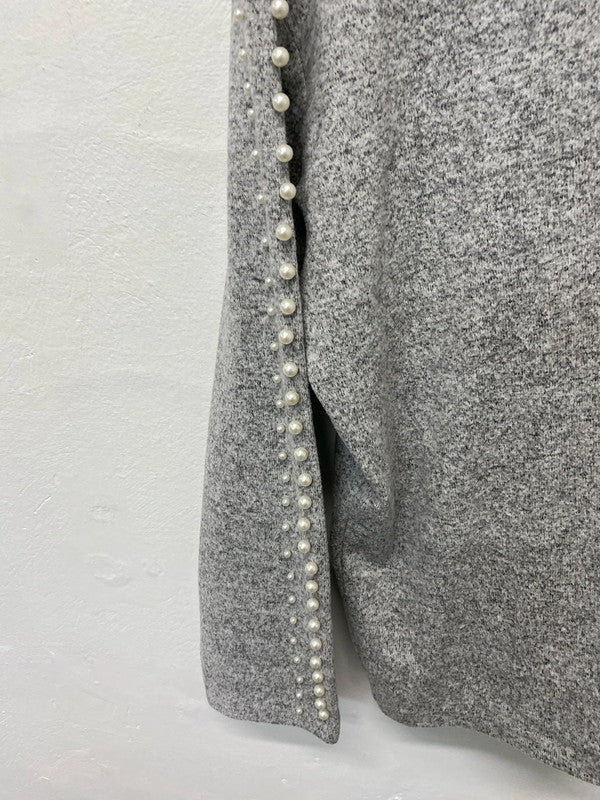 Fabulous H&M grey marl pearl embellished Jumper loose fit UkL KM003