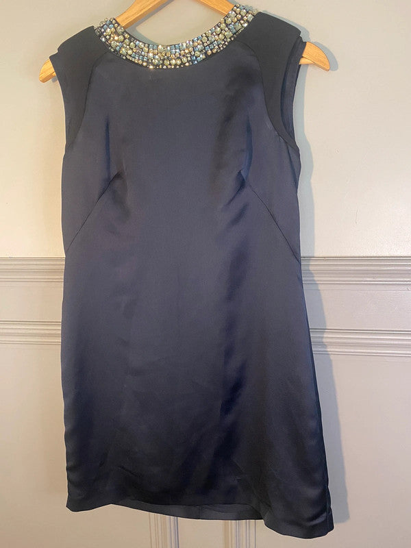 Absolutely stunning Coast New Graciella Dress backless Diamante strap Uk8!Navy KR002