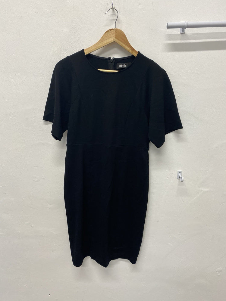 ME+EM TAILORED MIDI DRESS Work Formal Black Dress uk12 AO001