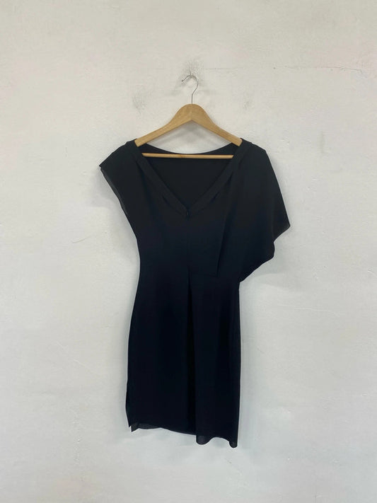 Reiss Elegant Yen Black Asymmetric Mini Dress UK 6 SD002