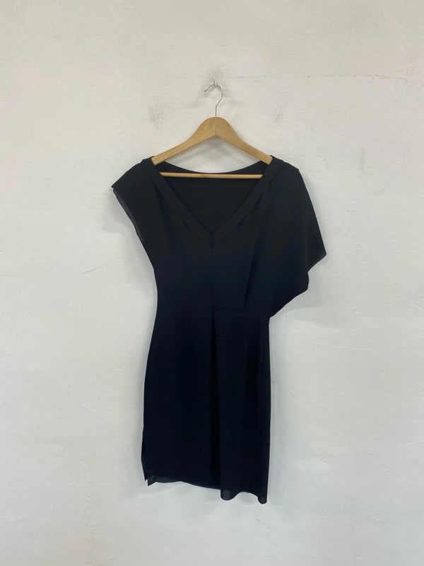Reiss Elegant Yen Black Asymmetric Mini Dress UK 6 SD002