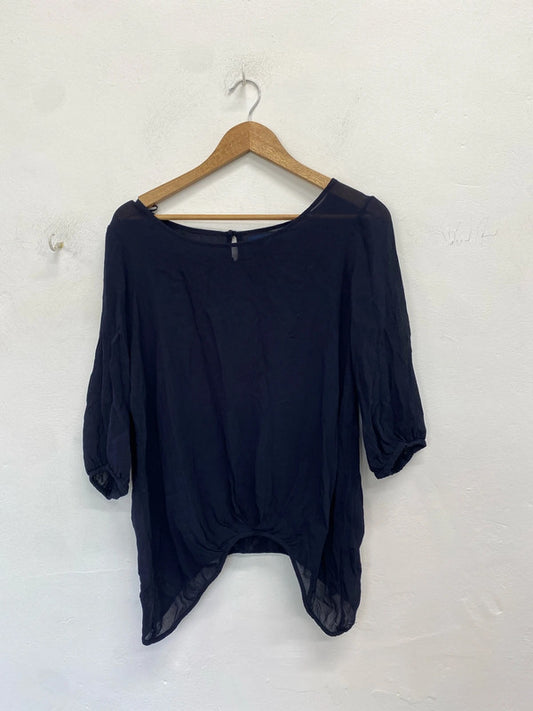 Lovely next navy semi sheer blouse UK 20 NC001