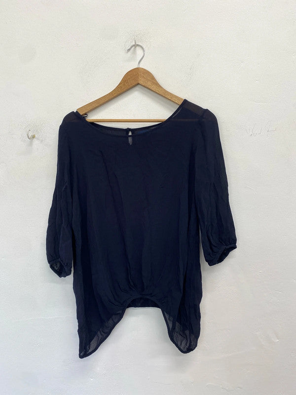 Lovely next navy semi sheer blouse UK 20 NC001