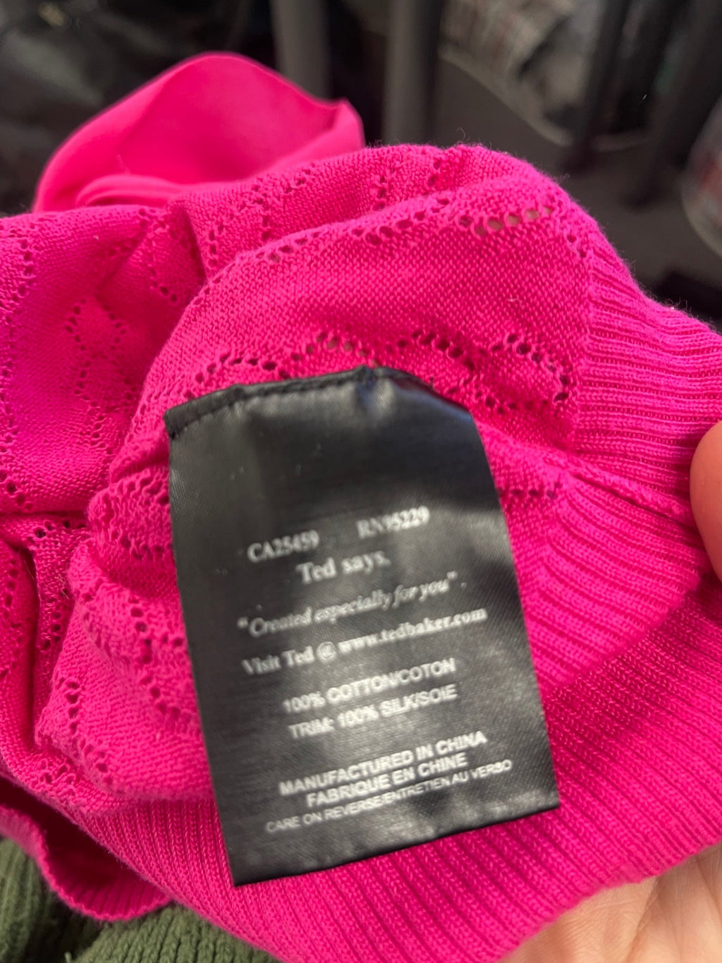 Fabulous Ted Baker crochet cotton & silk Jumper Uk8 Pink Size 1 KC528