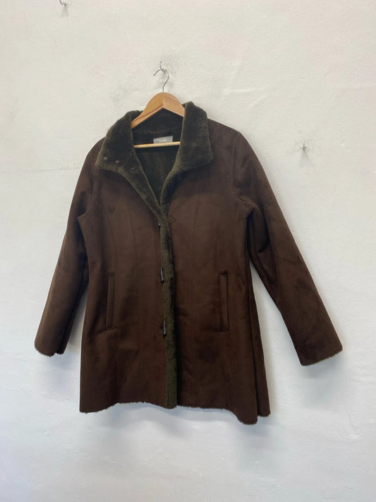 Fabulous Vintage Wallis faux Fur chocolate shearling coat Y2K UkM MW001