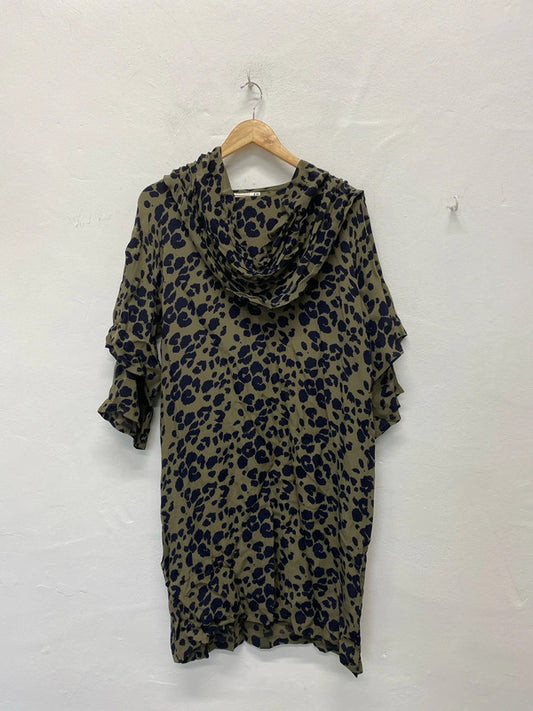 Fabulous Masai animal print khaki tunic & scarf Uk XS oversized LD001