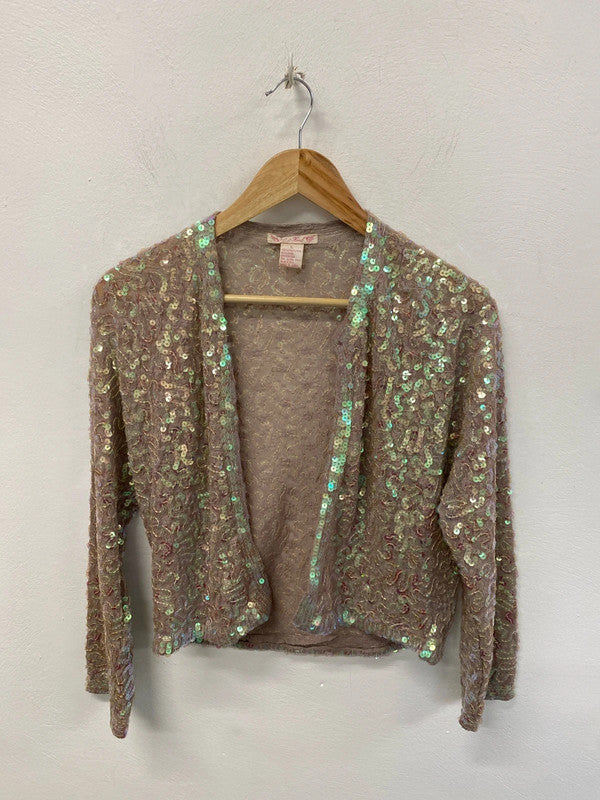 Gold Hawk Fabulous Pearlescent Sequin Bolero Size L JB005