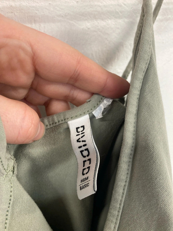 H&M Sleek Khaki Green Halterneck Mini Dress Size XS SD002