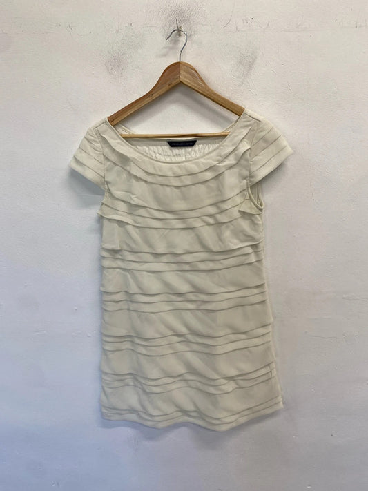 Lovely French connection cream tiered midi dress UK M/L AE001