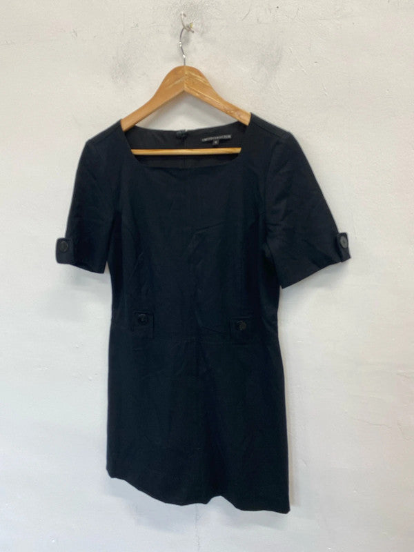 Fab M&S classic formal mini dress black Uk12 lined with stretch LD003