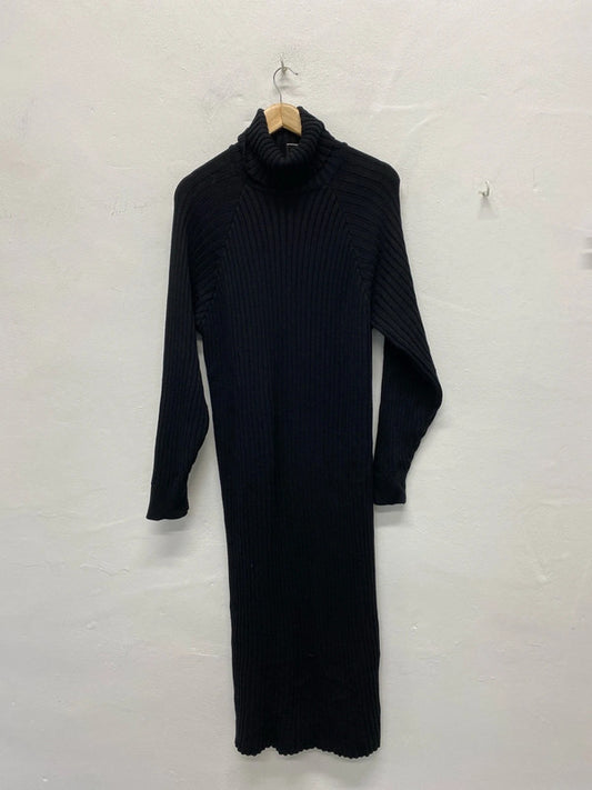 Fabulous YAS black ribbed turtle neck long jumper Dress UkL KS002