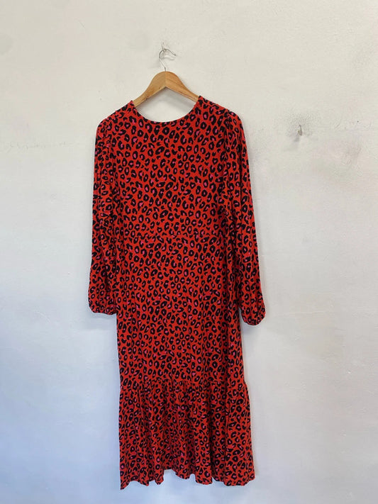 Lovely next maternity red leopard maxi dress UK 16 MD002