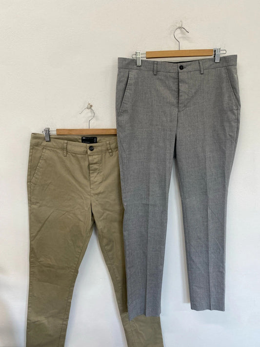 Duo of ASOS trousers 32r grey beige LL003