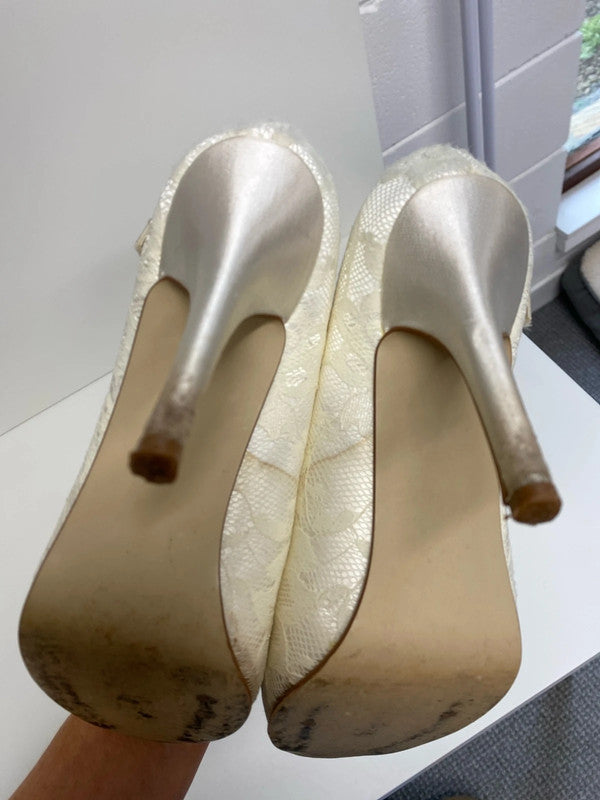 Fabulous Rainbow Cream Lace Heels event occasion UK6 KM004