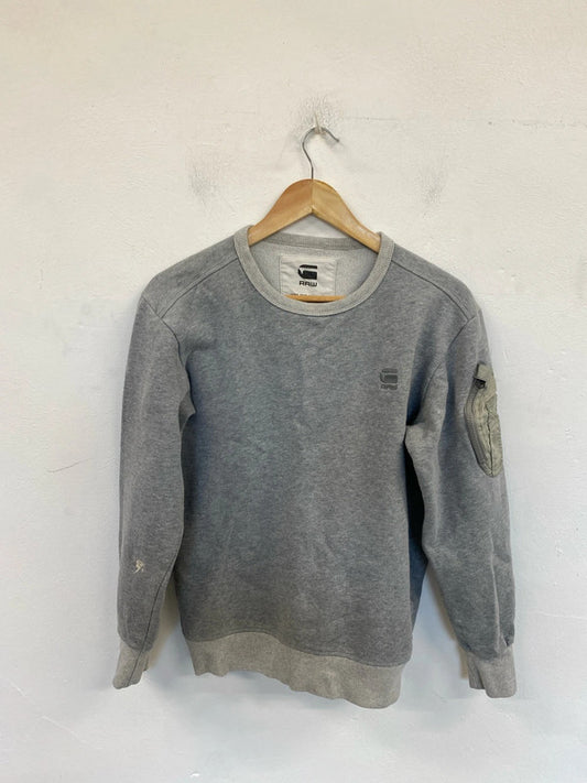 G Star Raw Sporty Grey Pocket Detail Sweatshirt Size S DF002