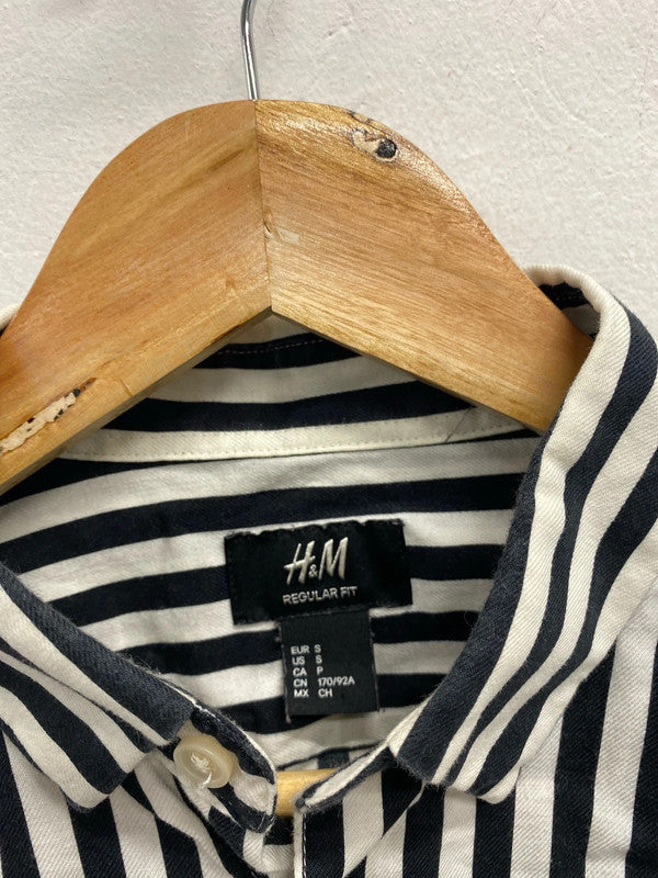 Stunning H&M ivory black stripe shirt UK S LD001